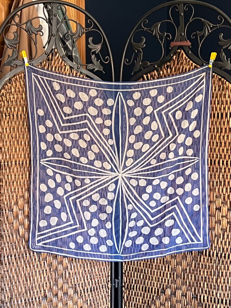 Vera Vintage Silk Scarf Blue White